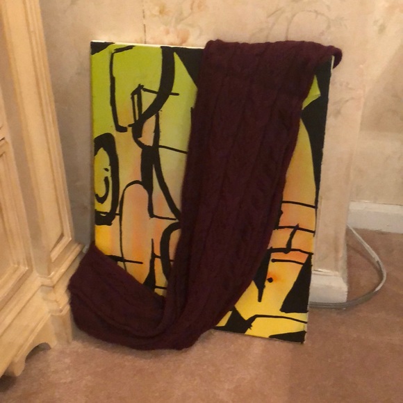 Ralph Lauren Knitted Long Maroon Scarf - Picture 1 of 7